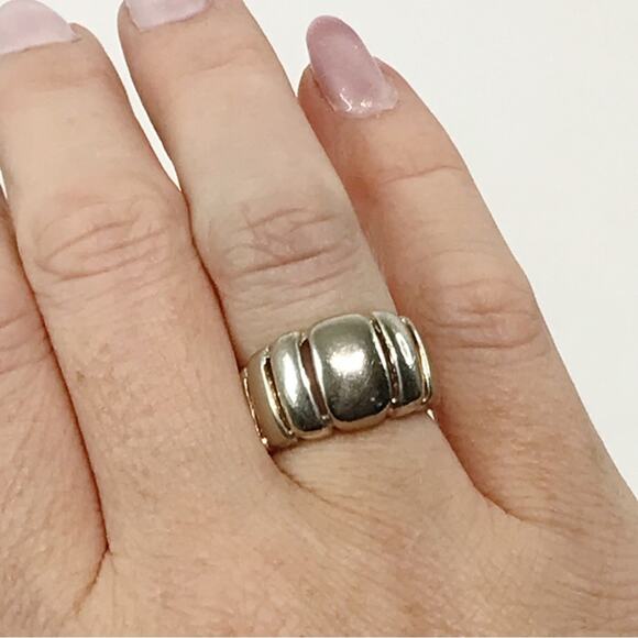 Vintage 925 Sterling Silver Milor Italy Ribbed Puffy Abstract Modern Ring 7 - Picture 7 of 15